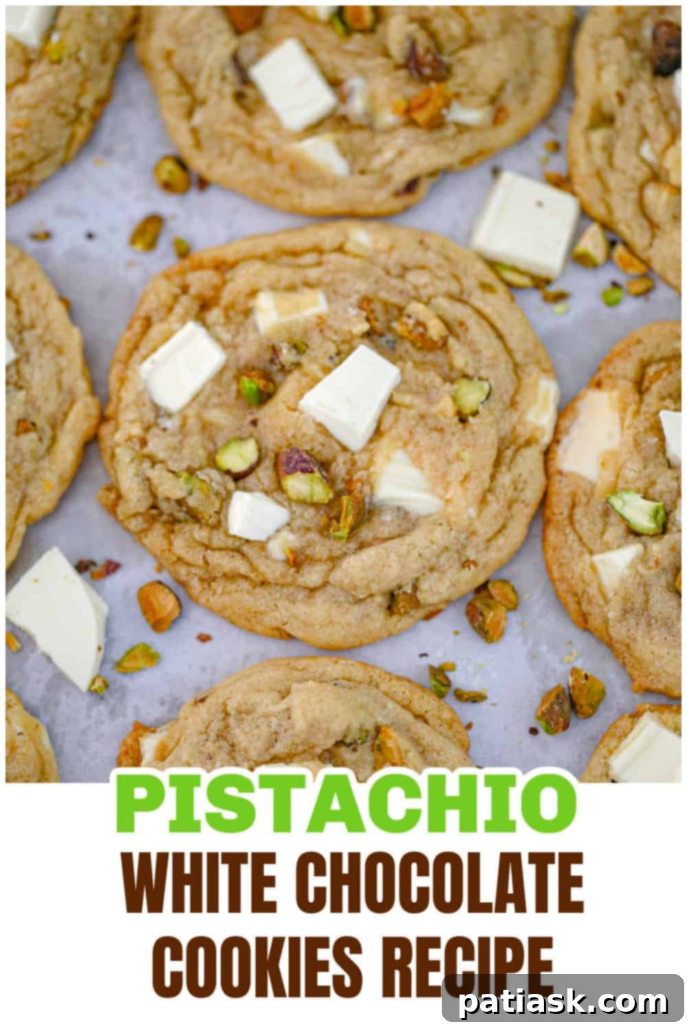 Assortment of white chocolate pistachio cookies and other baked treats for the holidays
