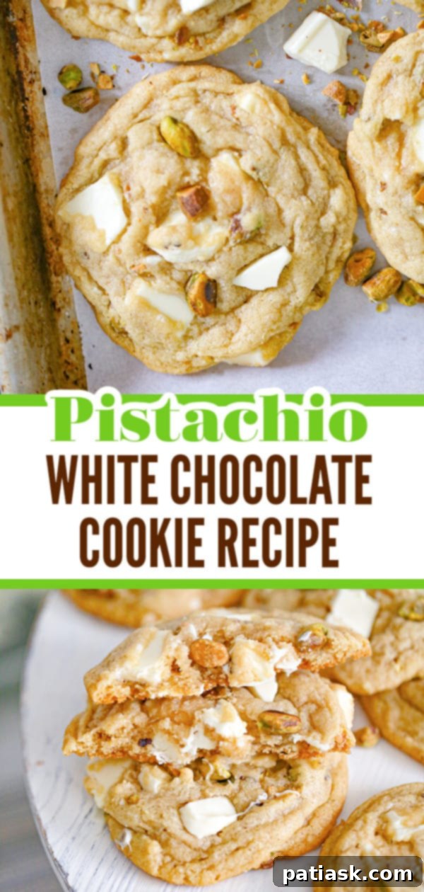 White Chocolate Pistachio Cookies on a festive background