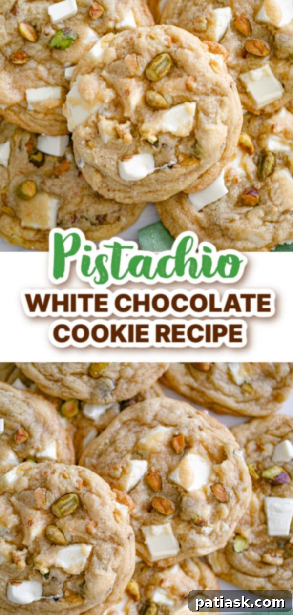 Close-up of a White Chocolate Pistachio Cookie