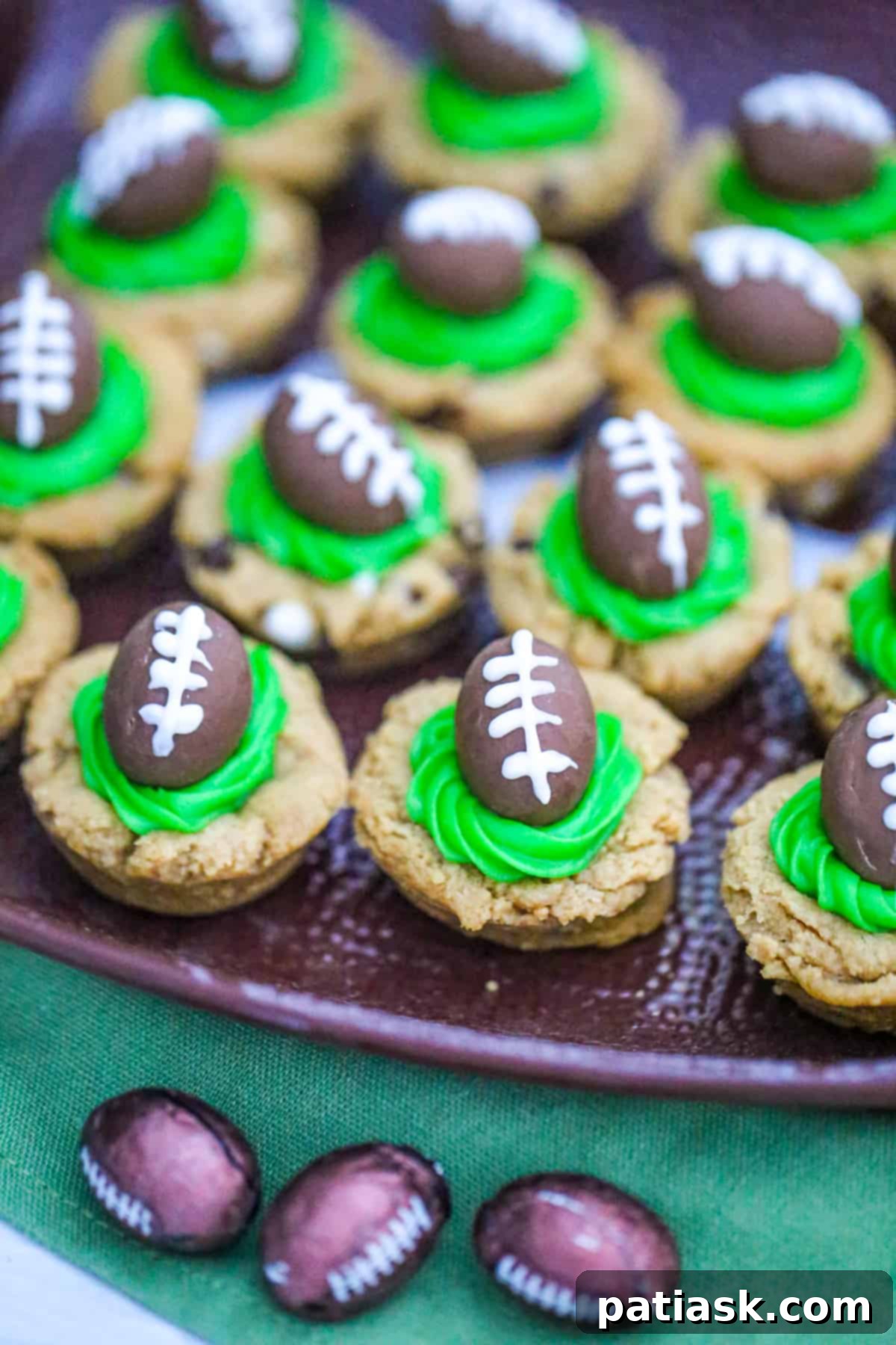 Touchdown Chocolate Peanut Butter Cookies 7 A perfectly decorated Chocolate Candy Football Peanut Butter Cookie cup recipe