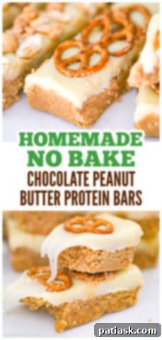 No-Bake Chocolate Peanut Butter Protein Bars 9 Chocolate Peanut Butter Protein Bars - No Bake with white ganache