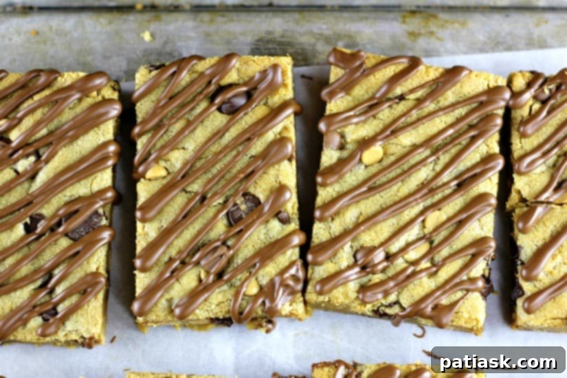 Golden Sheet Pan Peanut Butter Chocolate Blondies 5 sheet pan peanut butter blondies