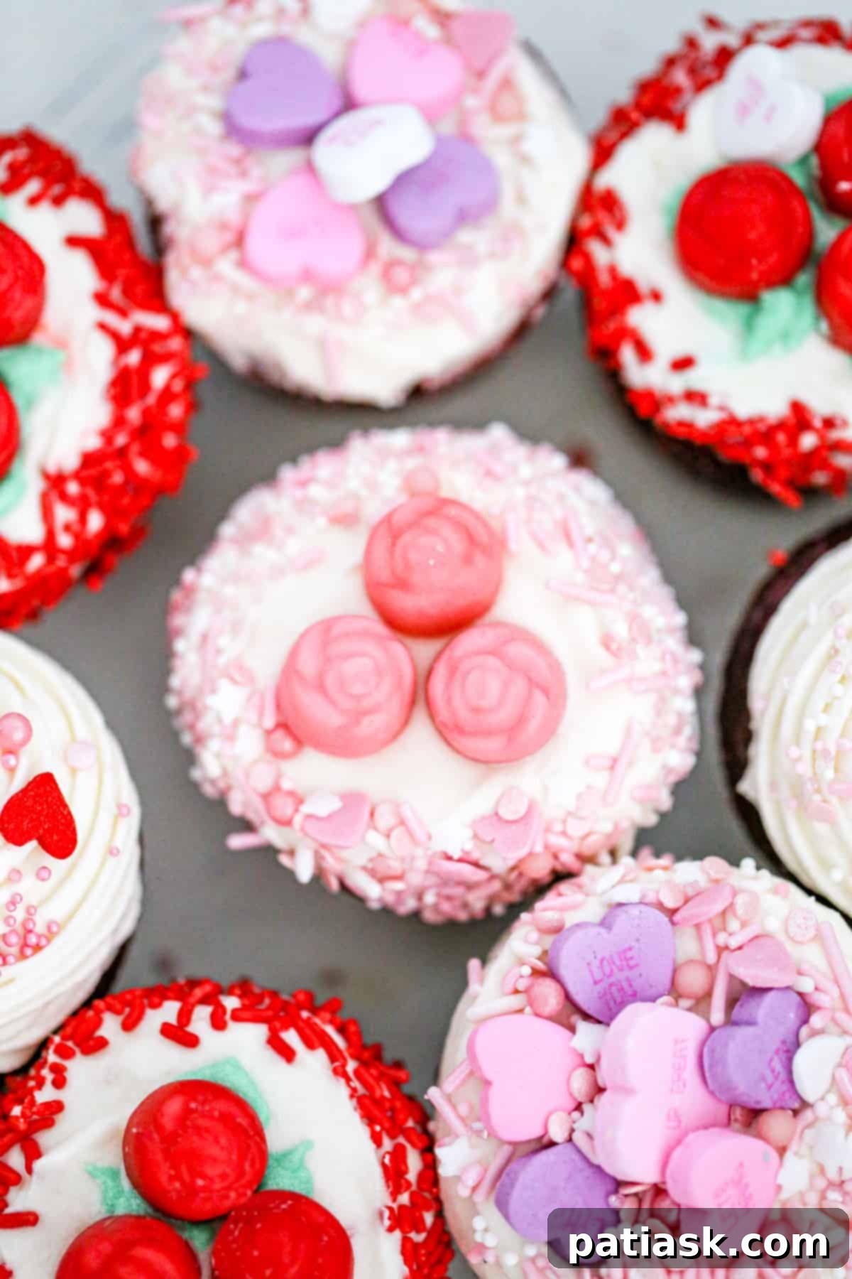 Valentine Cupcakes Featuring Brach Candies 7 Brach's candy cupcakes for valentines day - red velvet with cream cheese frosting recipe