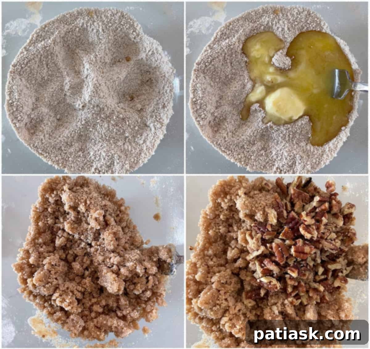 Steps for making crumble topping for coffee cake