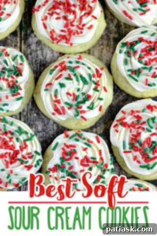 sour cream cookies, frosted with white buttercream and sprinkles