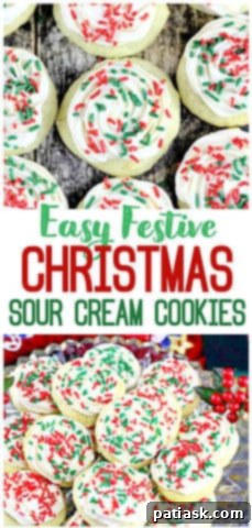 a stack of soft sour cream cookies with vanilla frosting