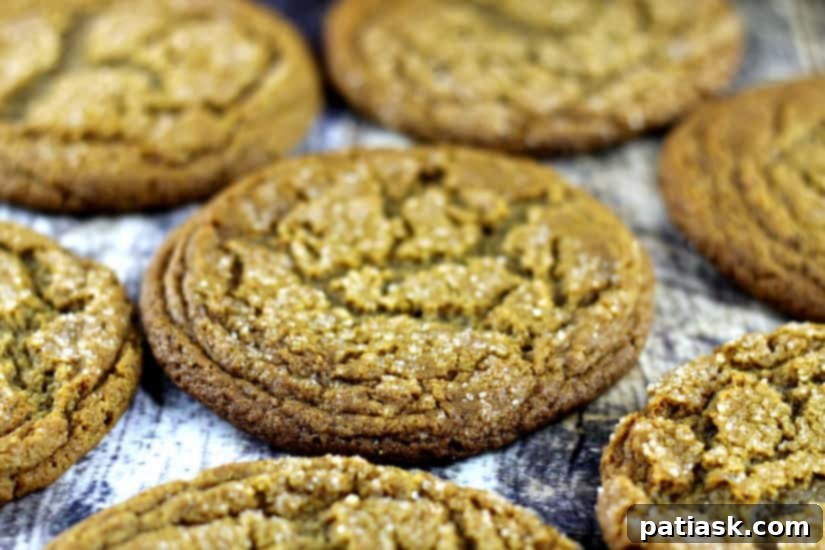 Stack of Soft and Chewy Ginger Spice Cookies on a white plate