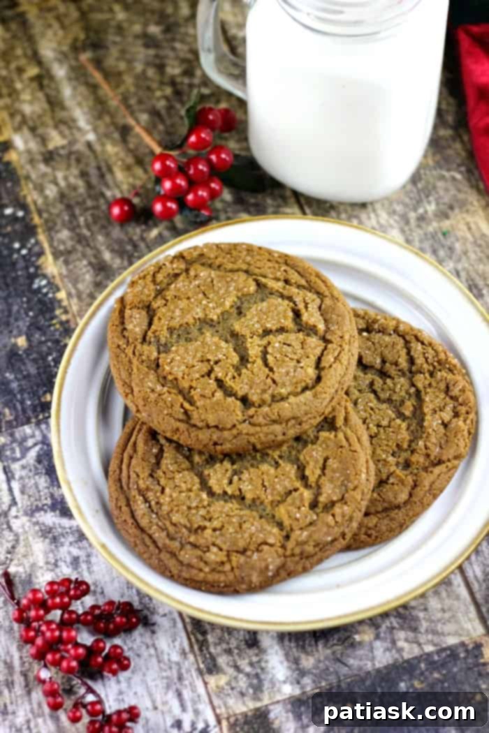 Beautifully arranged Soft and Chewy Ginger Spiced Molasses Cookies, ready for gifting or serving