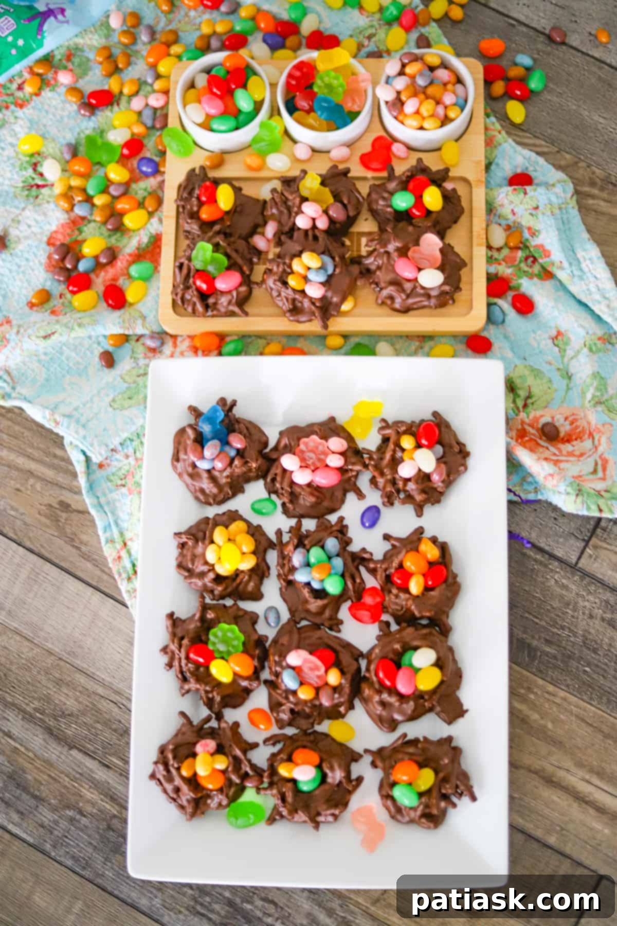 Sweet Easter Bird Nests 6 Melted chocolate and peanut butter mixture, ready for the chow mein noodles