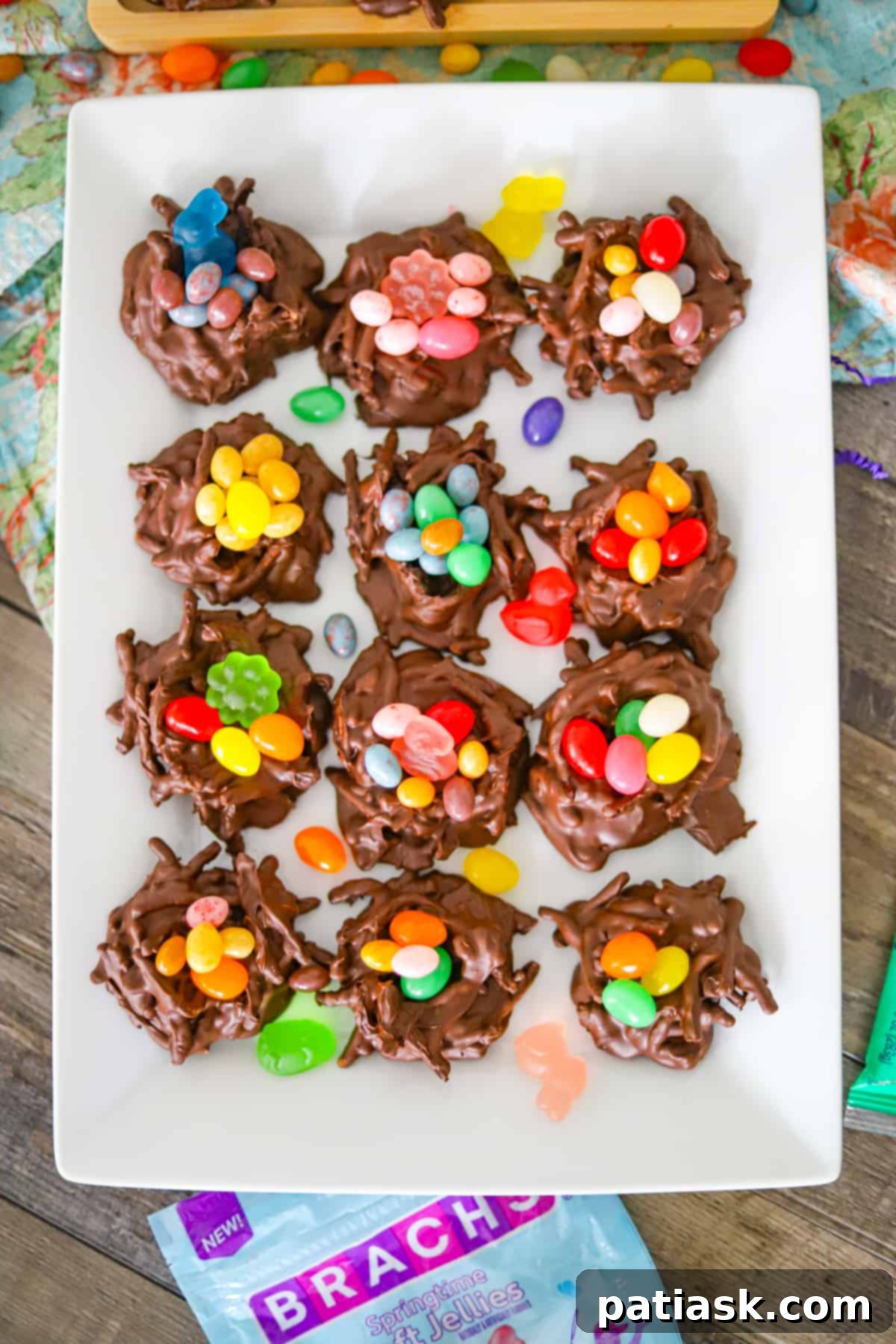 Sweet Easter Bird Nests 8 Tray of various Easter candy nests, some filled with candies