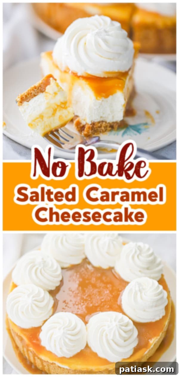 Tall slice of no bake caramel cheesecake with creamy filling