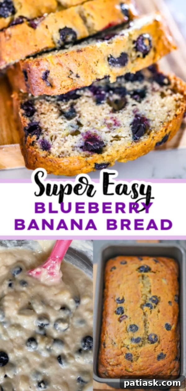 Effortless Blueberry Banana Bread 9 Easy Blueberry Banana Bread, a full loaf.