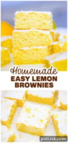 Easy Homemade Lemon Brownies, freshly baked and ready to eat.