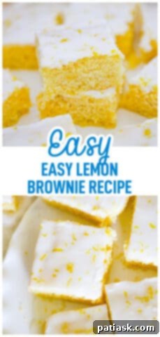 Close-up of a square of Homemade Lemon Brownies, showing the moist interior.