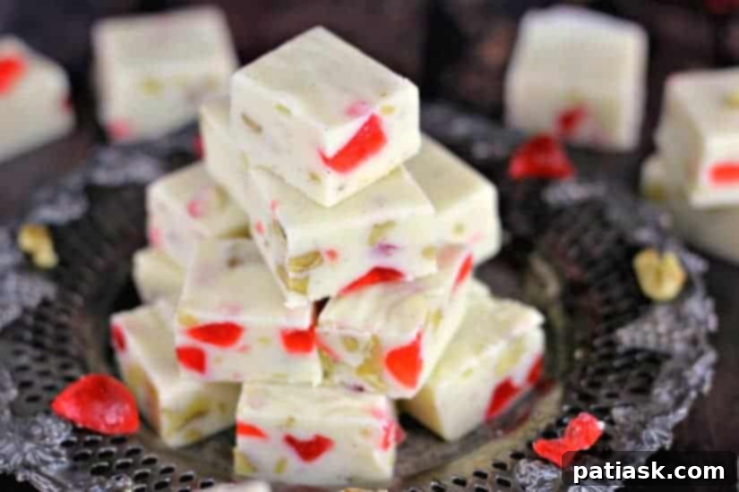 No-Bake White Chocolate Holiday Candy Trio 7 3 White Chocolate No-Bake Festive Candy Recipes - Finished Fudge