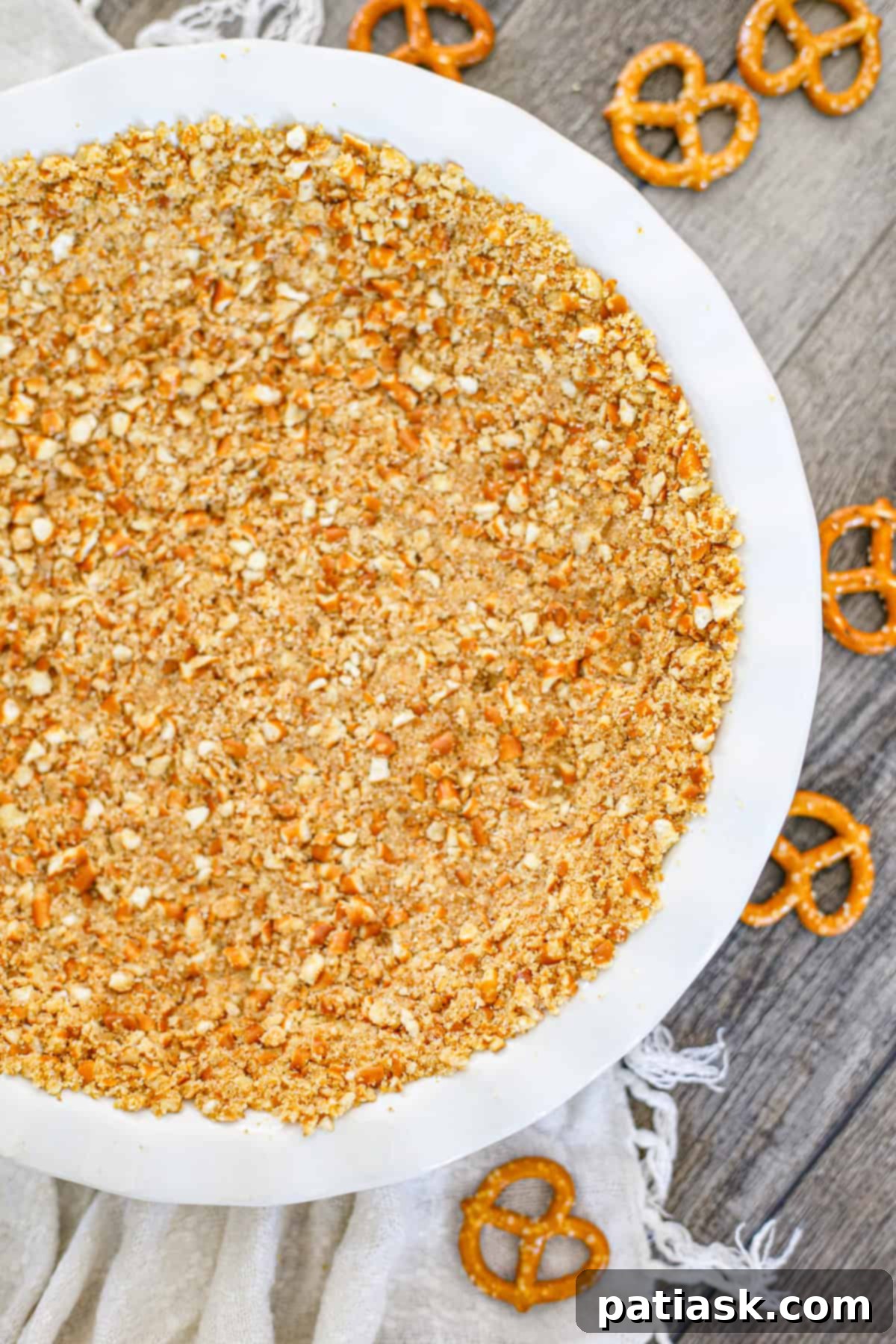 Baked Pretzel Pie Crust ready for filling
