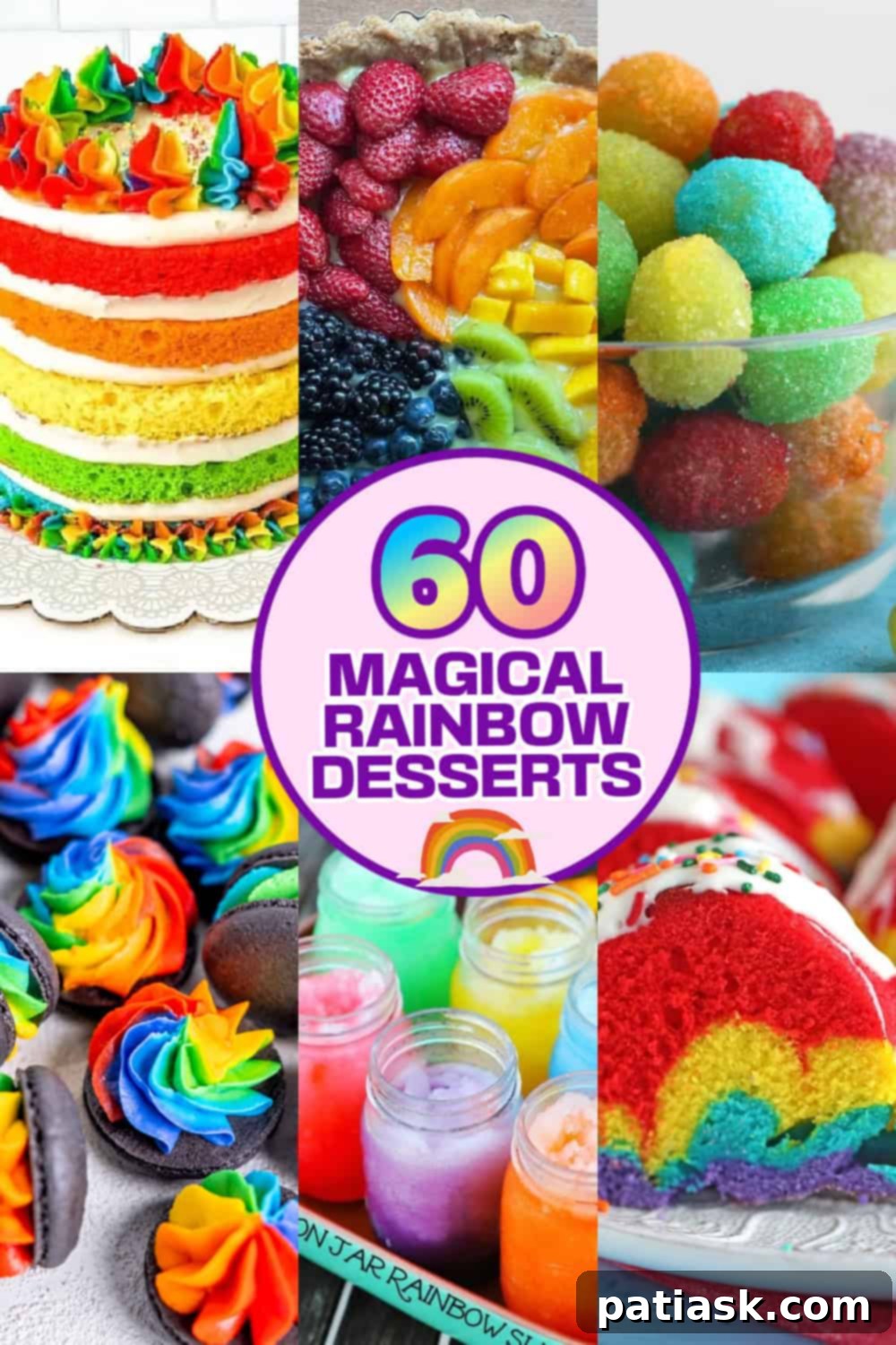 A stunning collection of 60 Magical Rainbow Desserts, featuring colorful cakes, cookies, and more, ready to inspire your next baking adventure.
