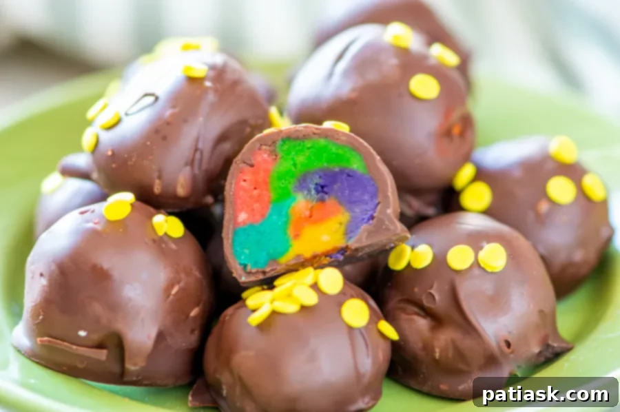 Pot of Gold Rainbow Truffles with a colorful center