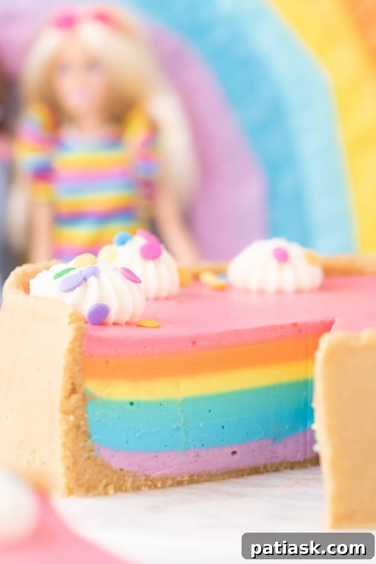 Barbie No Bake Rainbow Cheesecake