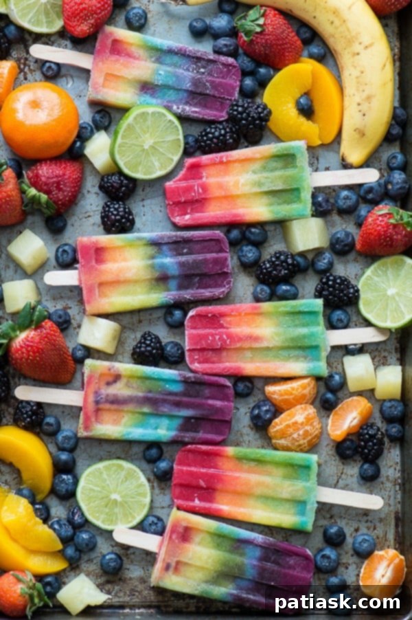 Outstanding 7-layer homemade rainbow popsicles