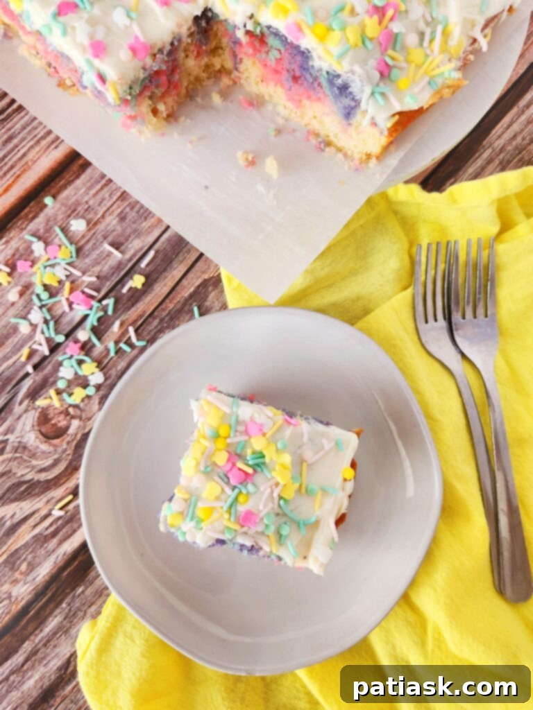 Tie-dye rainbow swirl cake