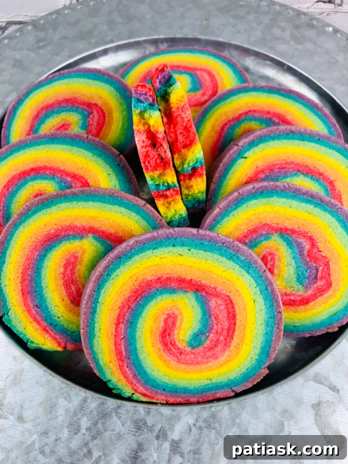Colorful rainbow pinwheel cookies