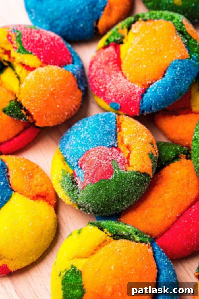 Colorful rainbow cake mix cookies