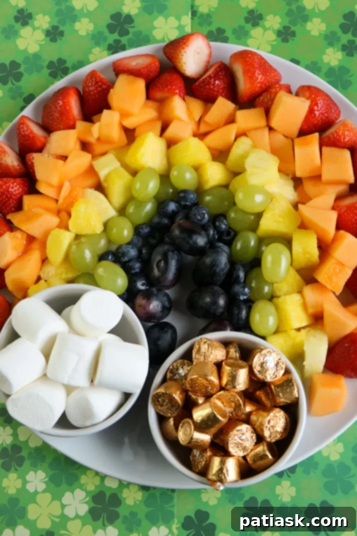 Colorful rainbow fruit platter