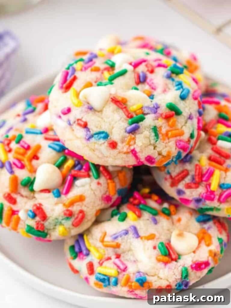 60 Magical Rainbow Desserts recipes & ideas, colorful Funfetti Cookies