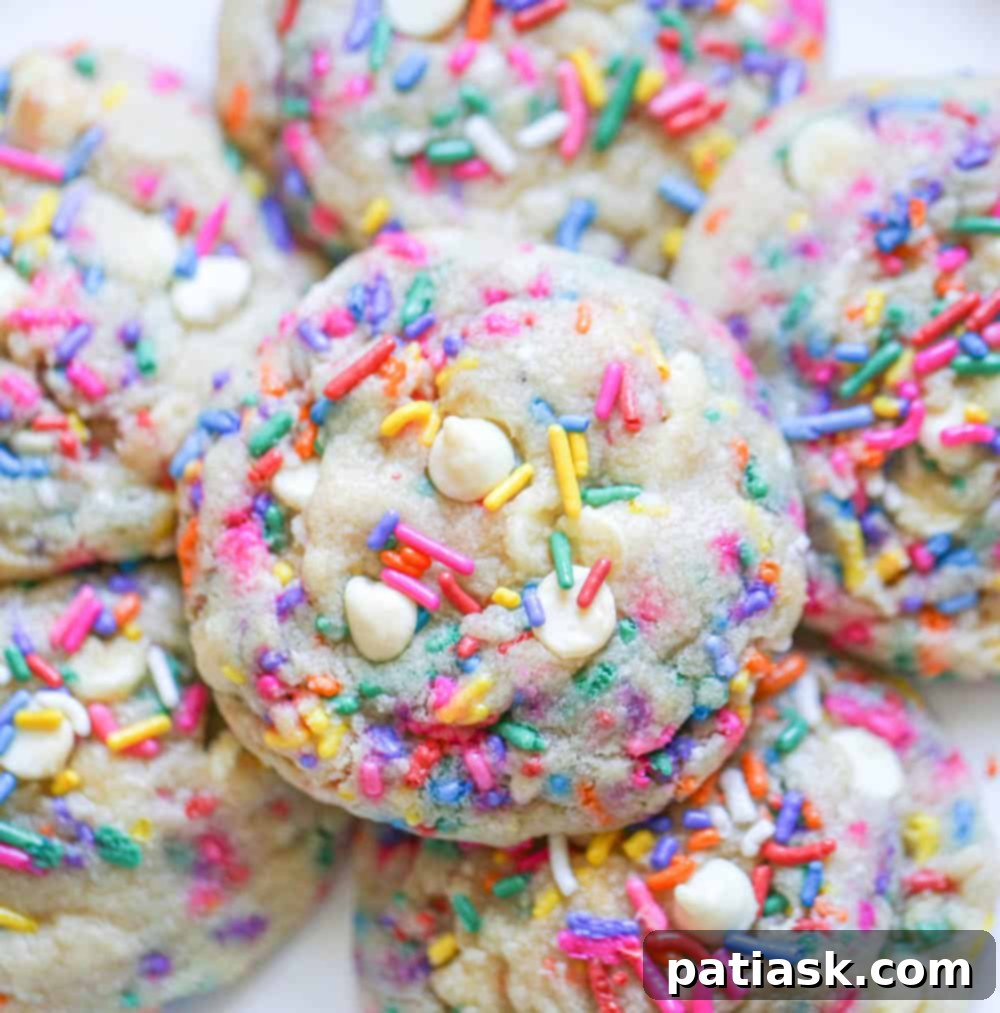 Birthday Cake Cookies with sprinkles and white chocolate chips