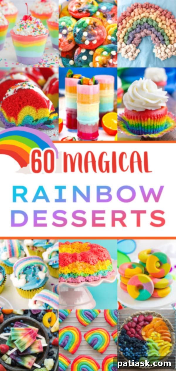 Collage of 60 Magical Rainbow Desserts - variety 2