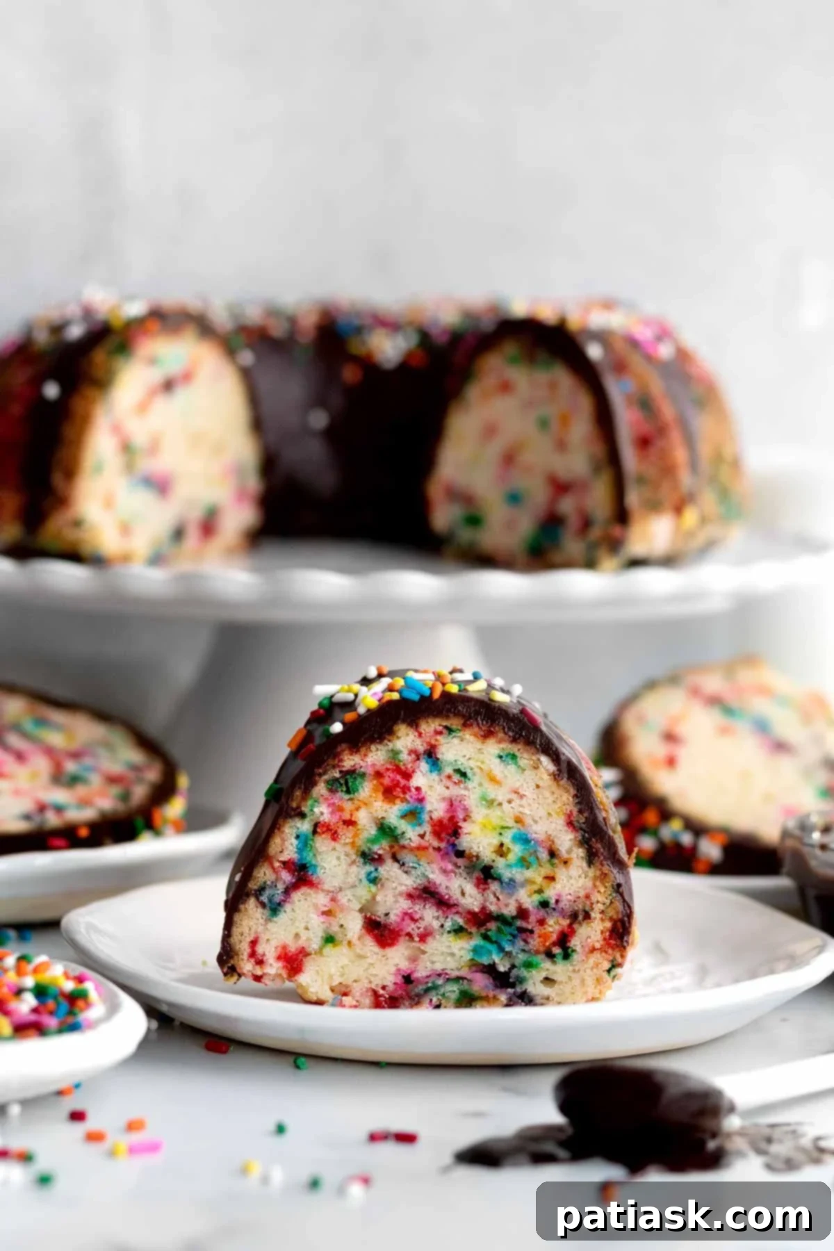 Gluten-free bundt cake with rainbow sprinkles