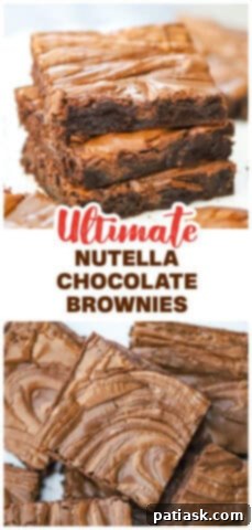 Decadent Nutella Swirl Brownies 11 Close up of a single Ultimate Nutella Chocolate Brownie.