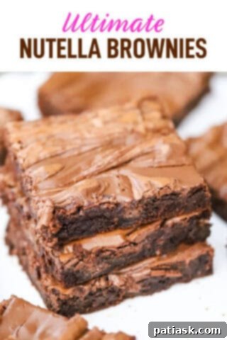 Decadent Nutella Swirl Brownies 12 Sliced Ultimate Nutella Chocolate Brownies ready to eat.