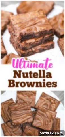 Decadent Nutella Swirl Brownies 8 Delicious Ultimate Nutella Brownies with a rich chocolate swirl.