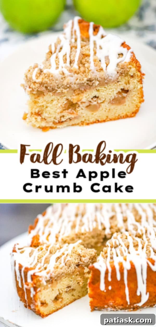 Delicious Apple Crumb Cake, a perfect fall treat with spiced apples and a buttery crumb topping