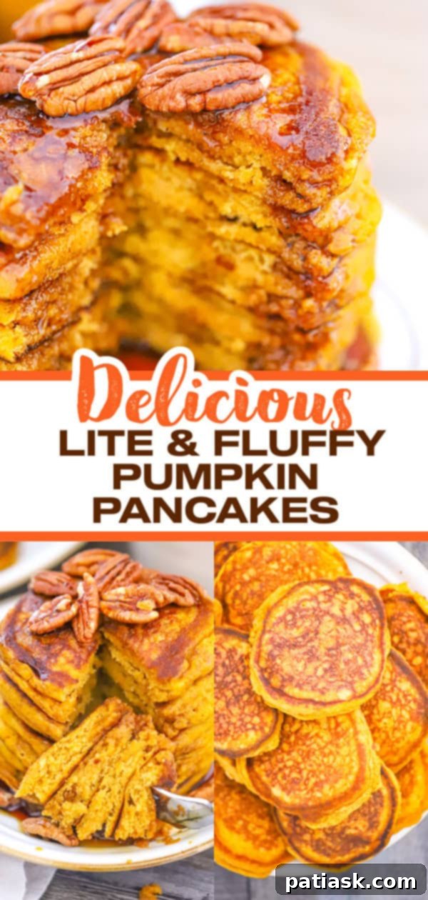 Extra Thick Pumpkin Pancakes 11 A plate of Super Fluffy Pumpkin Pancakes ready to eat