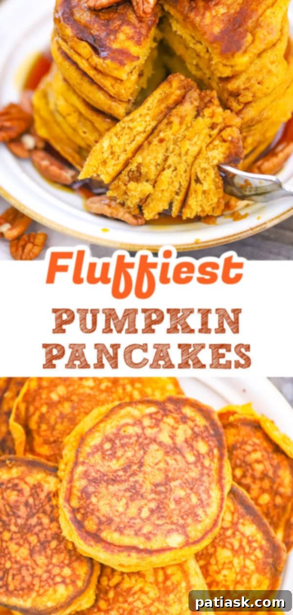 Extra Thick Pumpkin Pancakes 13 Overhead view of pumpkin pancakes and coffee