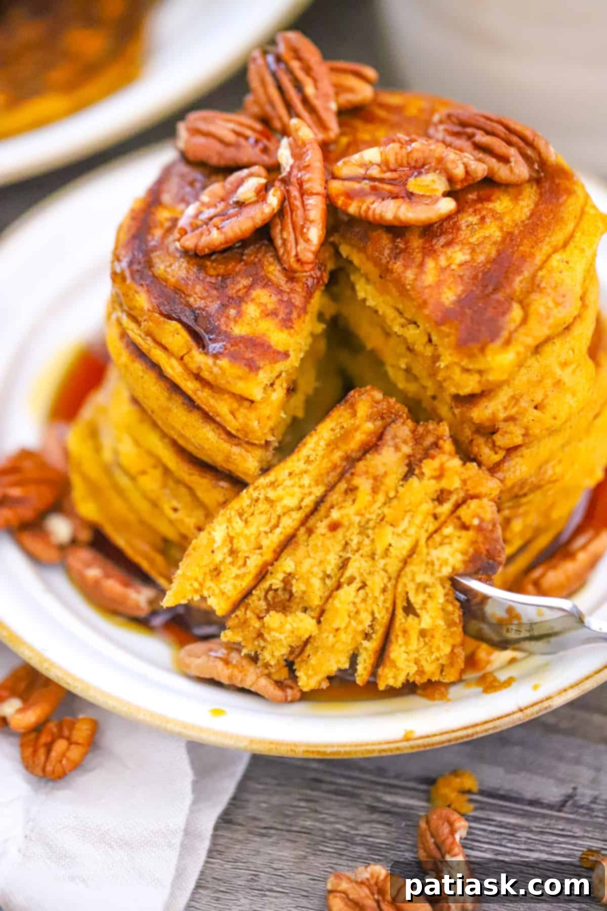 Extra Thick Pumpkin Pancakes 4 Ingredients for Super Light and Fluffy Pumpkin Pancakes laid out on a table