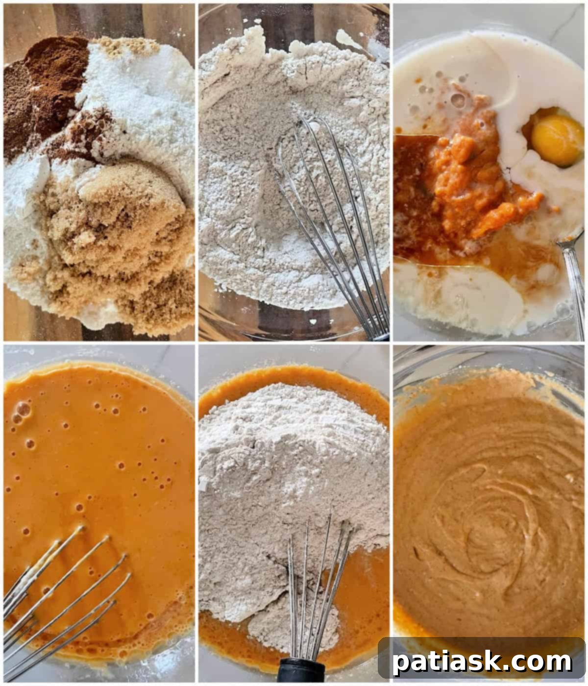 Extra Thick Pumpkin Pancakes 5 Close-up of pumpkin pancake batter with bubbles, ready for cooking