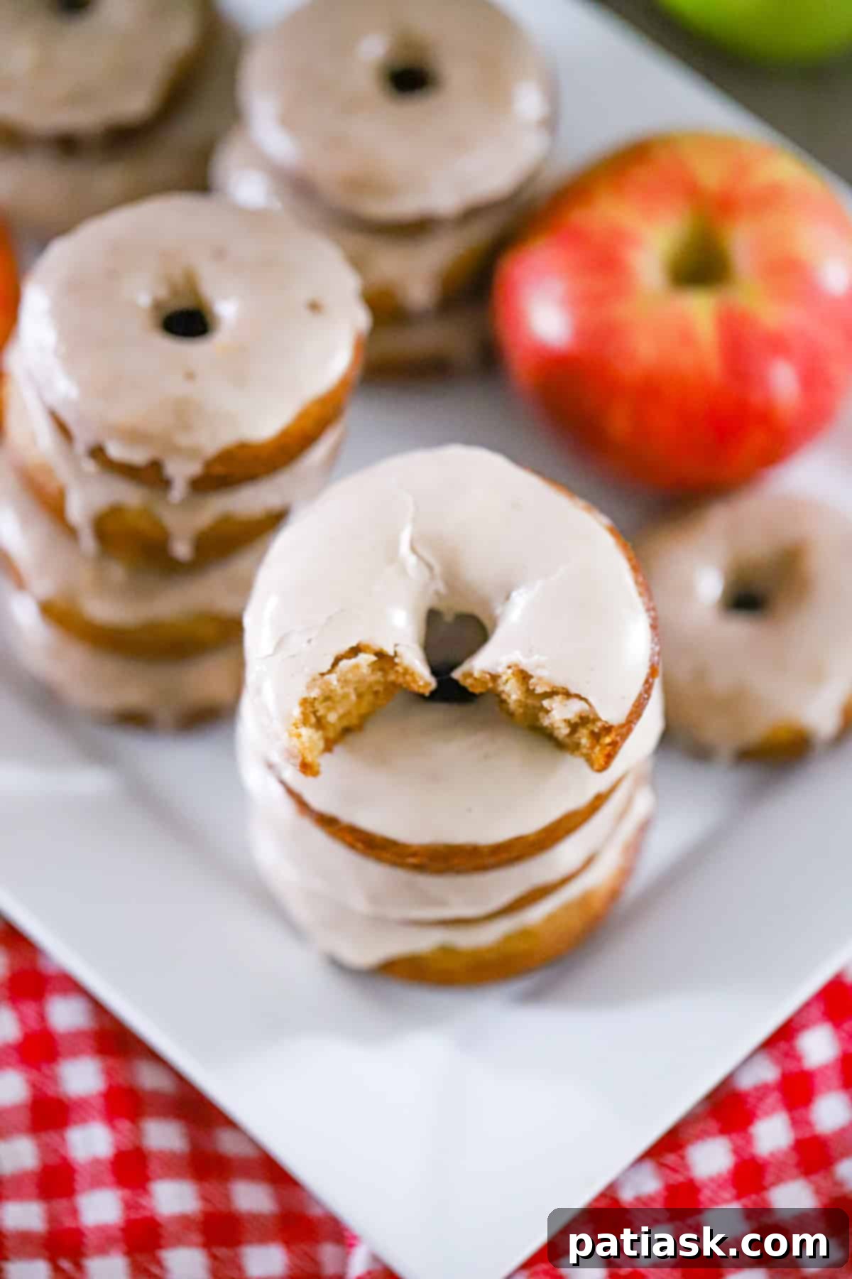Stack of delicious fall baked apple cider donuts