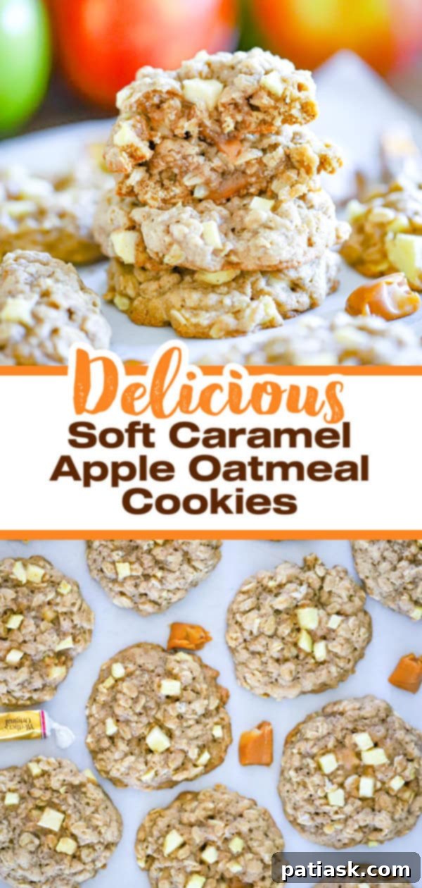 Chewy Caramel Apple Oatmeal Cookies 8 A plate of freshly baked Soft Apple Caramel Oatmeal Cookies