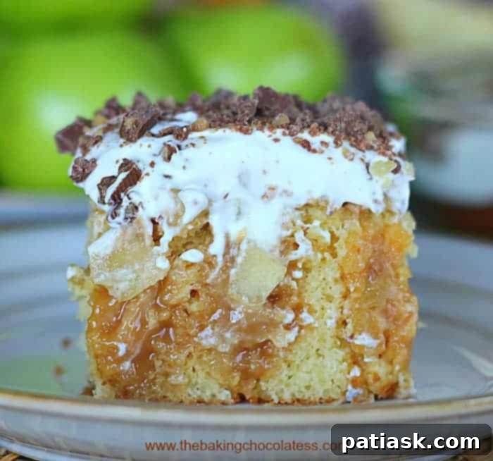Sweet & Simple: 40 Easy Caramel Dessert Ideas 15 Caramel Apple Toffee Poke Cake for fall desserts