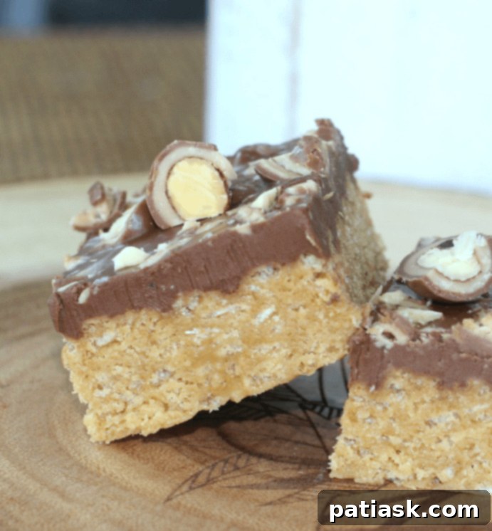 Sweet & Simple: 40 Easy Caramel Dessert Ideas 16 Chocolate Caramel Peanut Butter Crispy Bars with sea salt almonds