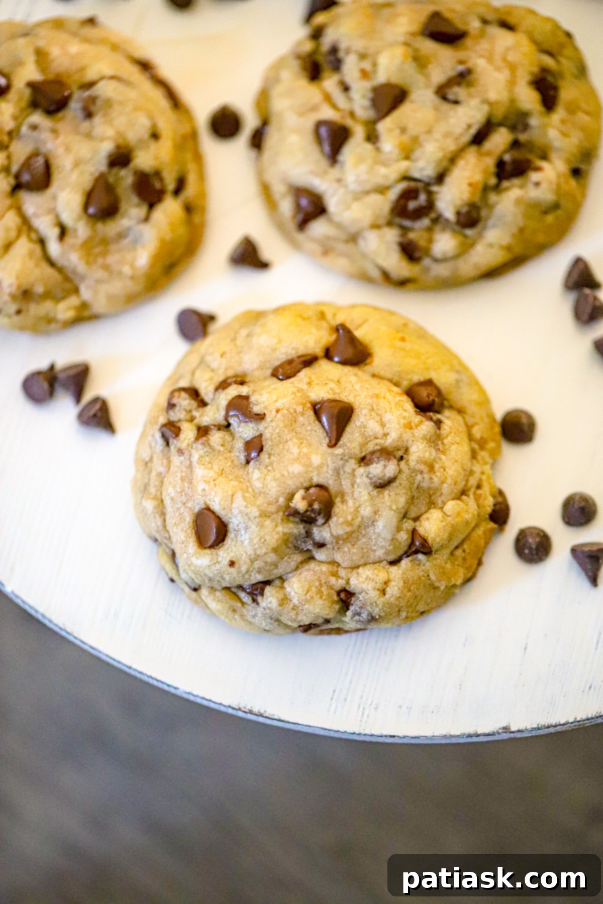 Legendary Levain Chocolate Chip Cookies 3 Freshly Baked Chocolate Chip Levain Cookies on a Cooling Rack