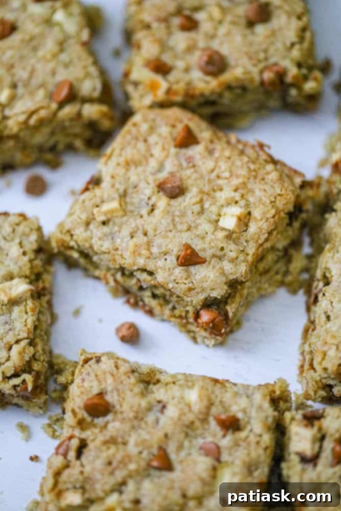 Fall-themed plate with Cinnamon Apple Oatmeal Bars, perfect for snack or breakfast