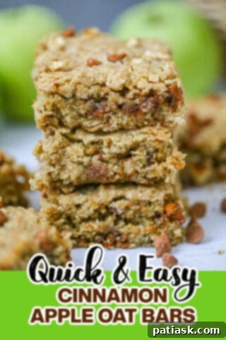 Easy Cinnamon Apple Oatmeal Bars - side view