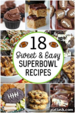 Assorted sweet treats and desserts for Super Bowl Sunday, promising a delightful party experience.