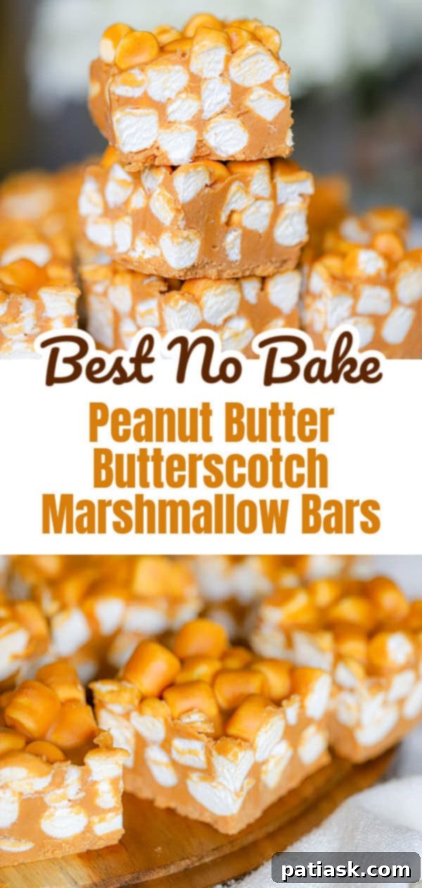 Peanut Butter Butterscotch Cloud Nine Bars 7 Stacked Peanut Butter Butterscotch Marshmallow Bars for serving