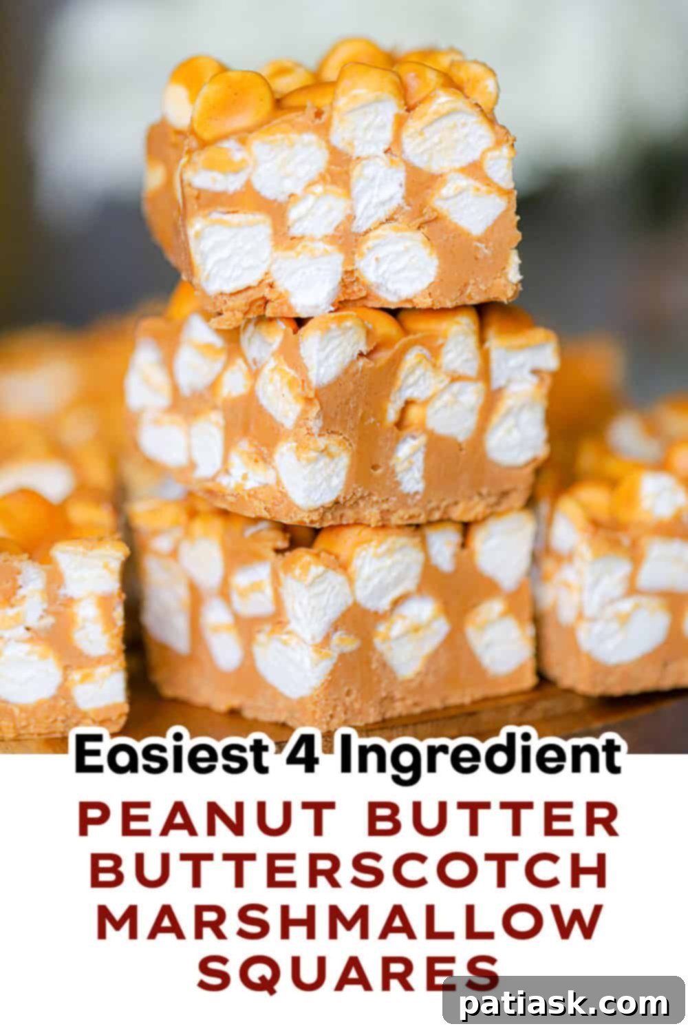 Peanut Butter Butterscotch Cloud Nine Bars 9 Close-up of the gooey texture of Peanut Butter Butterscotch Marshmallow Bars